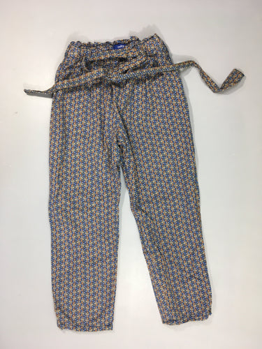 Pantalon fluide léger bleu foncé/jaune/orange motifs, moins cher chez Petit Kiwi
