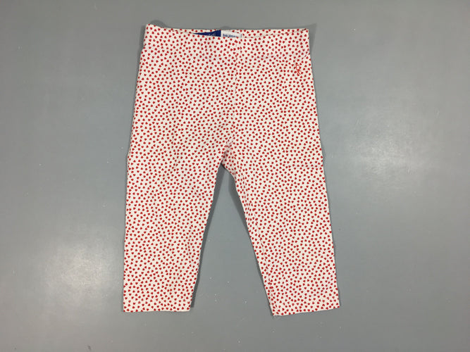 Legging 3/4 blanc coeurs rouges, moins cher chez Petit Kiwi