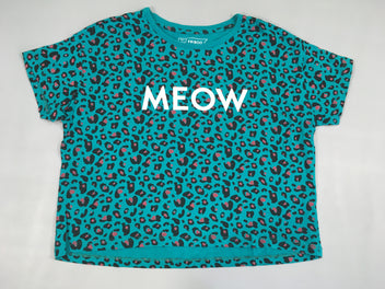 T-shirt court m.c bleu motifs léopard Meow