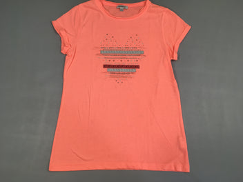 T-shirt m.c orange néon coeurs, légèrement bouloché