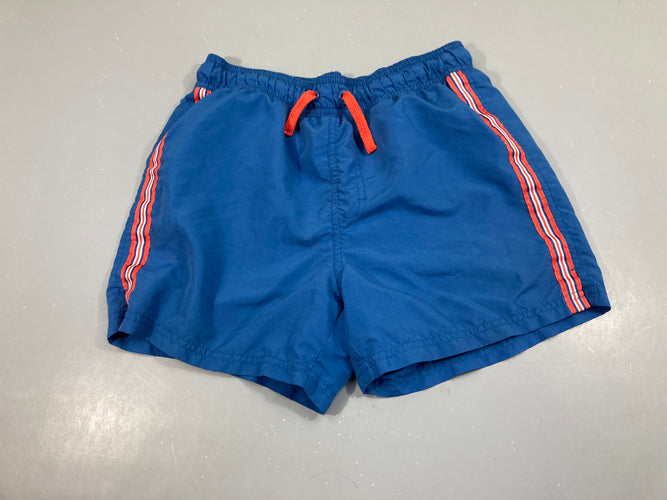Maillot Boxer bleu bandes latérales oranges, moins cher chez Petit Kiwi