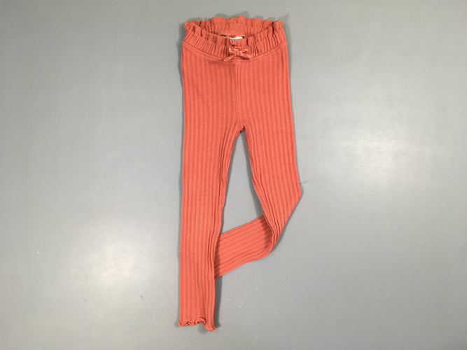 Legging orangé côtelé, bouloché, moins cher chez Petit Kiwi