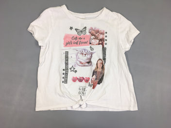 T-shirt m.c court blanc chat/papillons