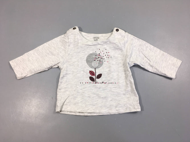 T-shirt m.l gris chiné fleurs sequins, moins cher chez Petit Kiwi