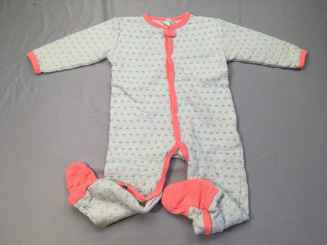 Pyjama texturé gris mini cerises vertes, moins cher chez Petit Kiwi