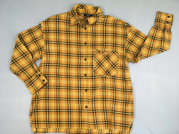 Chemise m.l flanelle carreaux jaune moutarde/noir, taille S