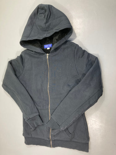 Sweat zippé à capuche bleu foncé doublé peluche, moins cher chez Petit Kiwi