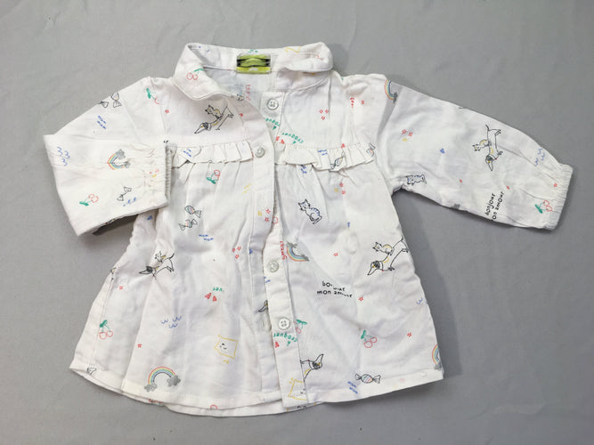 Chemisiser ml blanc motifs chien bonbons, moins cher chez Petit Kiwi