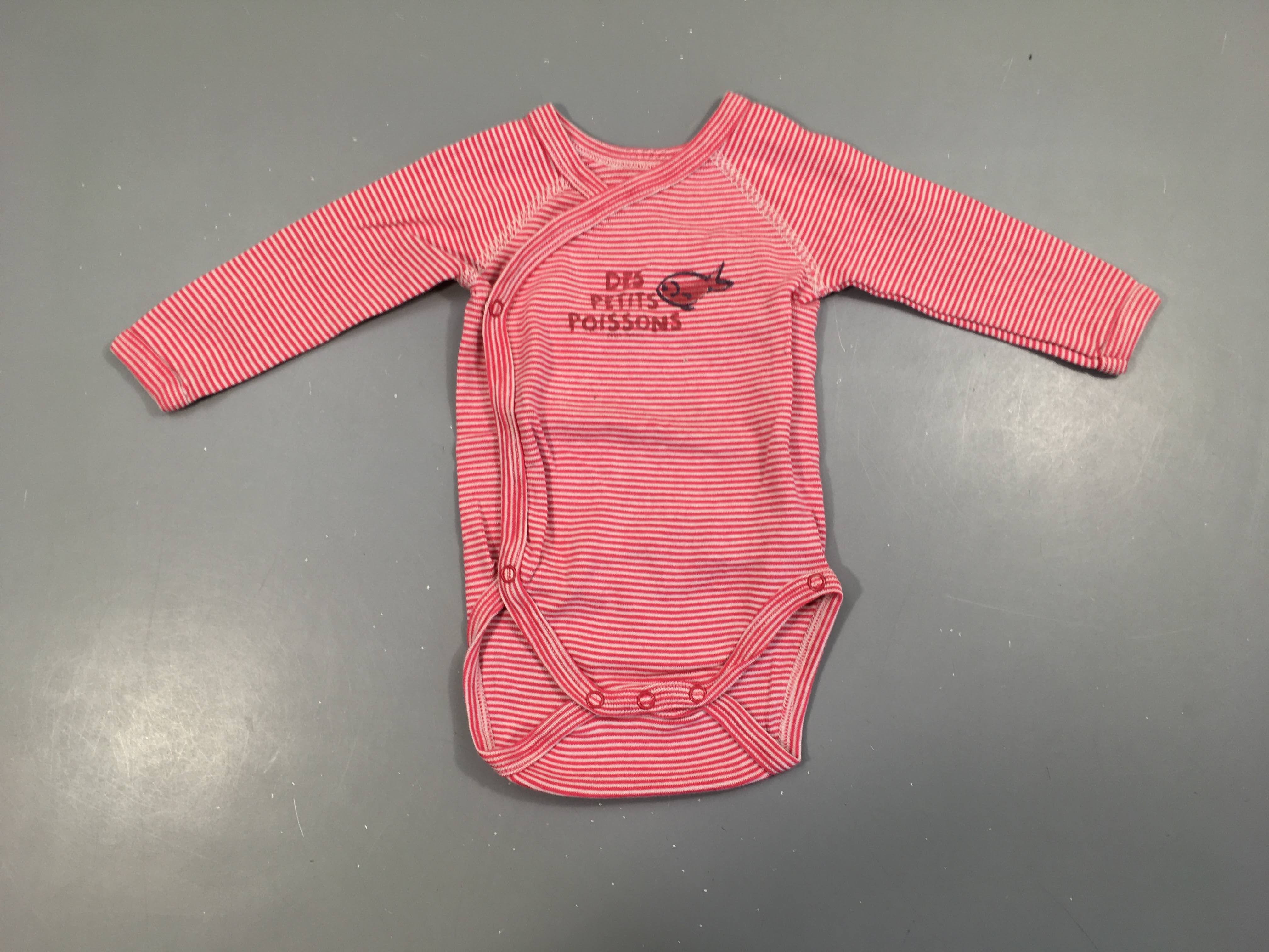 Body m.l croisé rayé rose/blanc