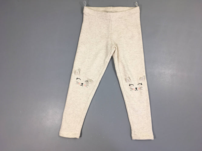 Legging épais molleton beige chiné genoux chats, moins cher chez Petit Kiwi