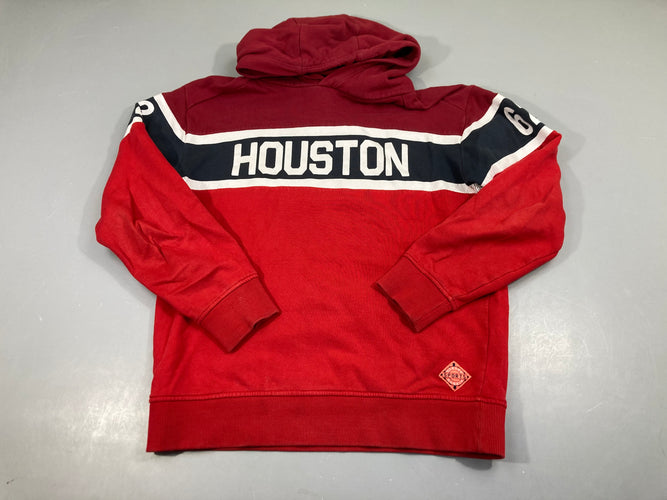 Sweat à capuche rouge-bleu Houston-Floc craquelé sur coté, moins cher chez Petit Kiwi