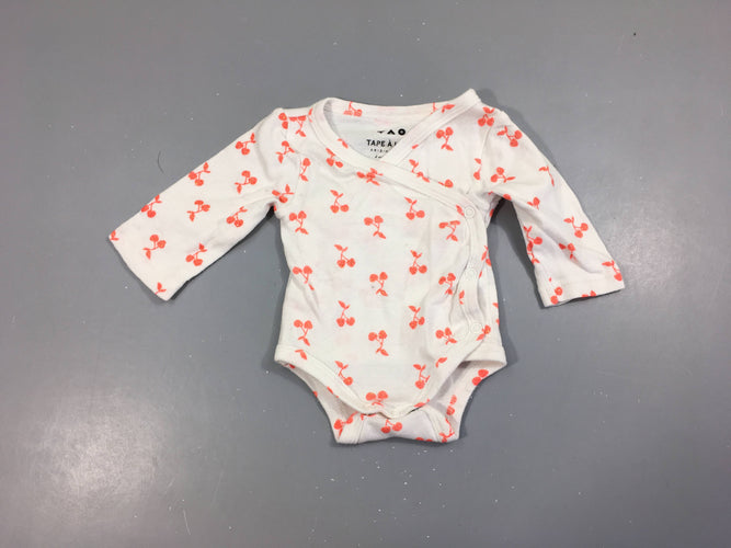 Body m.l croisé blanc cerises corail irisé, moins cher chez Petit Kiwi