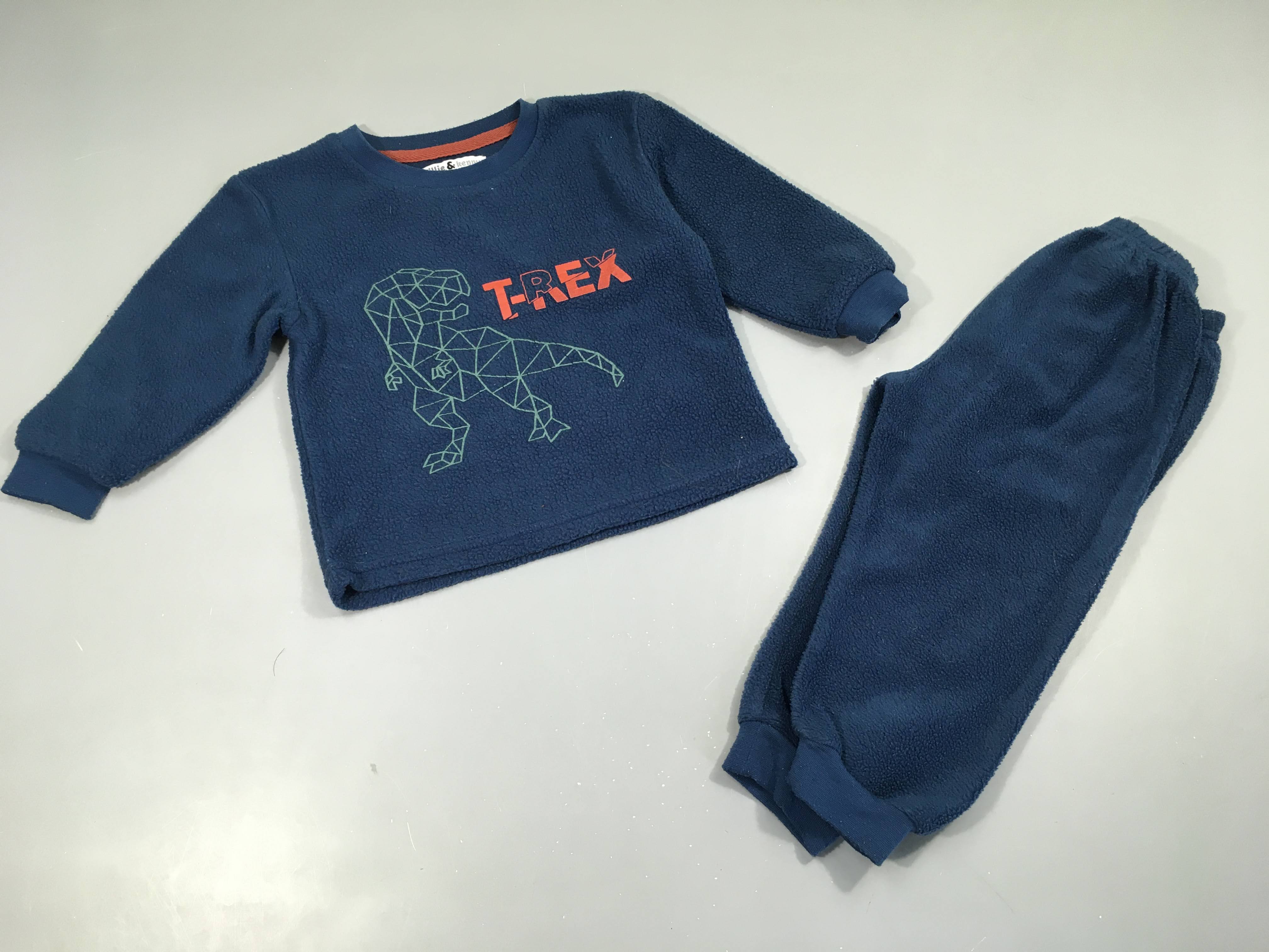 Pyjama 2 pcs moutonné bleu foncé dino