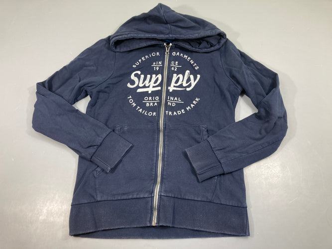 Sweat zippé à capuche bleu foncé  Fitted Supply, moins cher chez Petit Kiwi