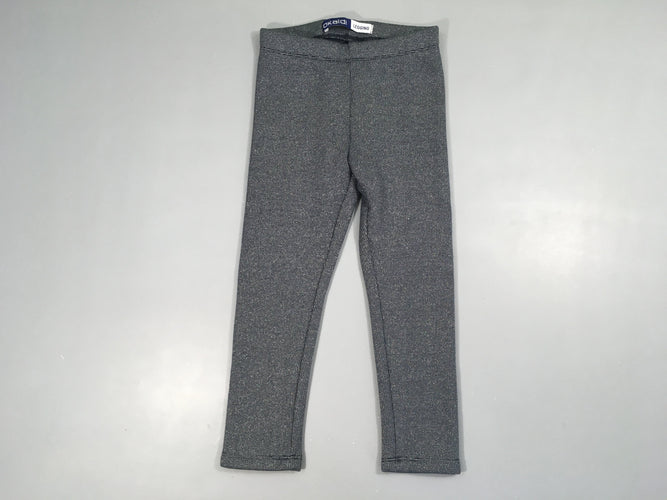 Legging épais gris rayé fil irisé, moins cher chez Petit Kiwi