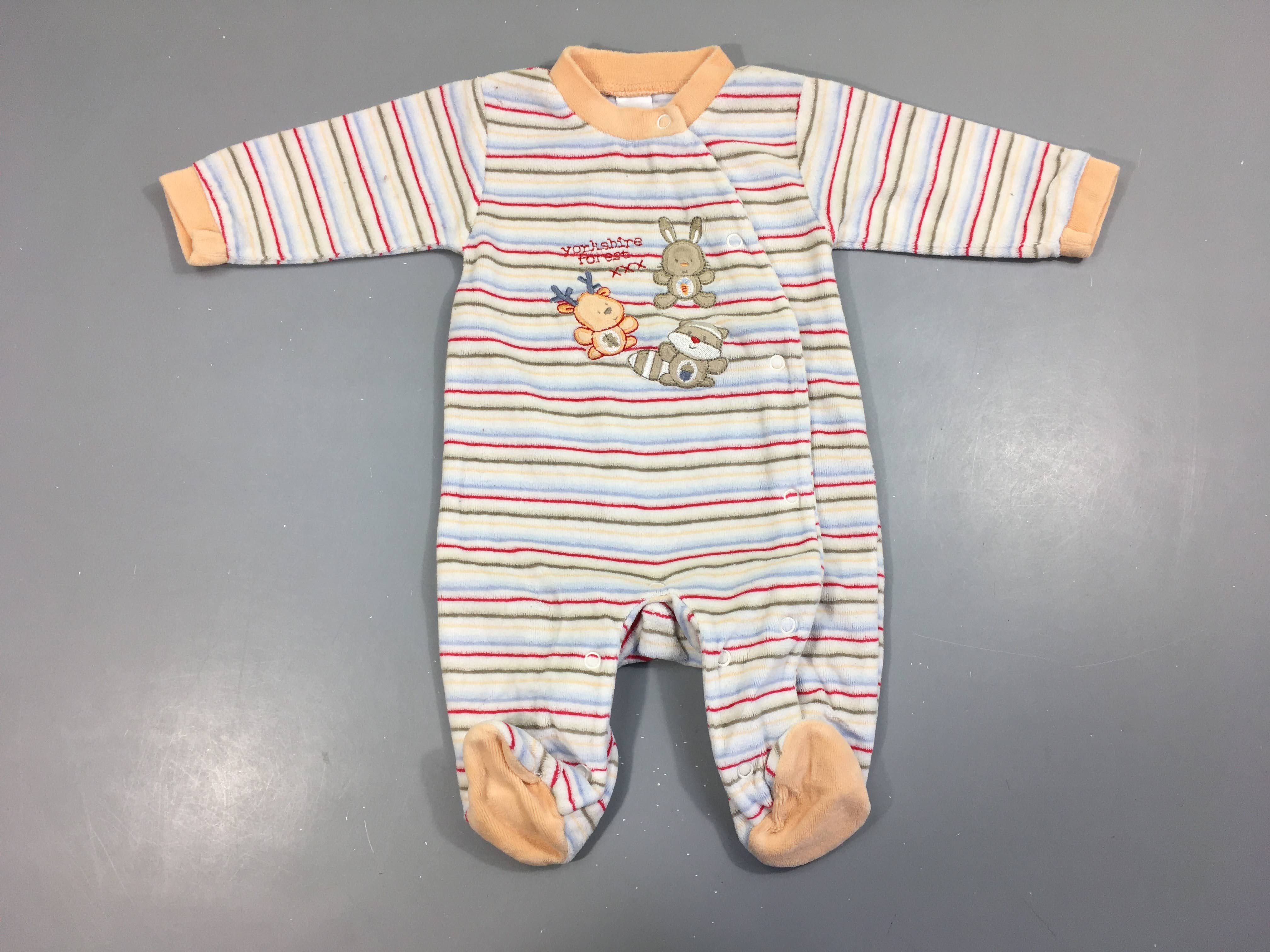 Pyjama velours blanc rayé multicolore lapin