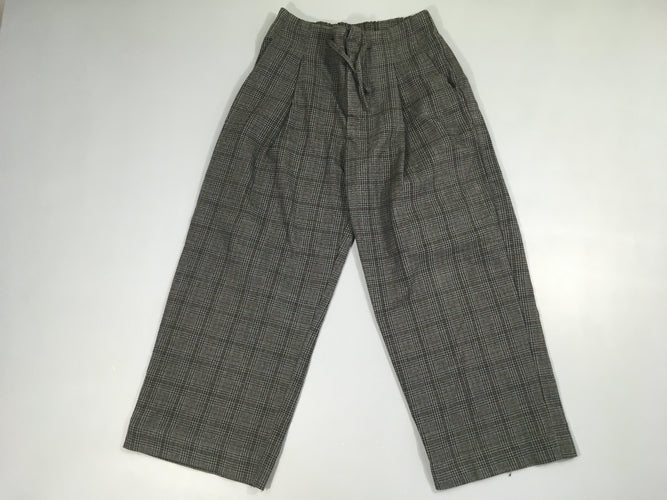 Pantalon large carreaux gris foncé/noir, légèrement bouloché, moins cher chez Petit Kiwi