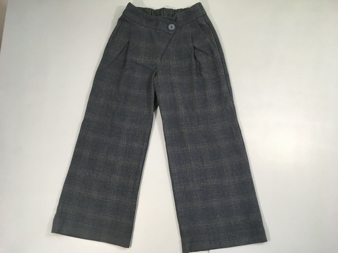 Pantalon large carreaux bleu foncé/noir, légèrement bouloché, moins cher chez Petit Kiwi
