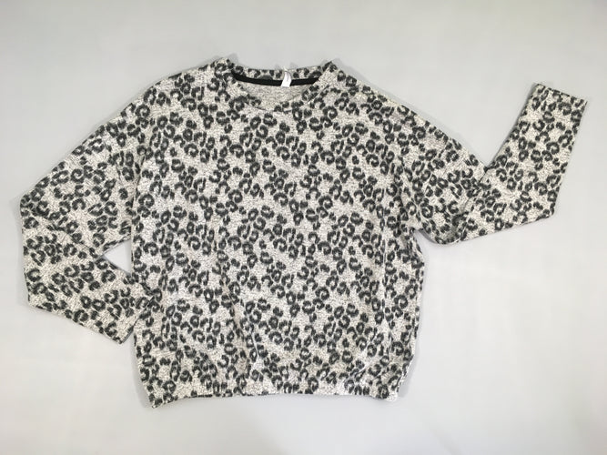 Pull gris motifs léopard, moins cher chez Petit Kiwi