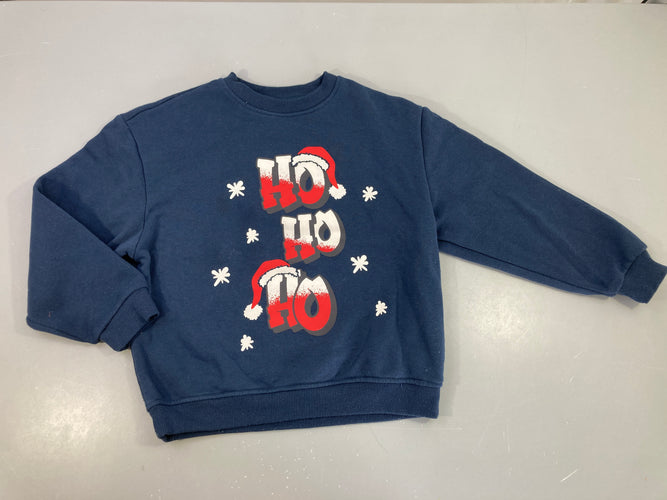 Sweat bleu foncé HO HO Légèrement bouloché, moins cher chez Petit Kiwi