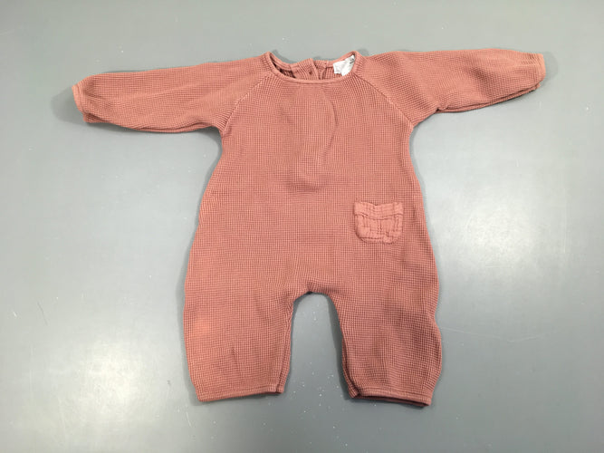 Combinaison molleton texturé rose, moins cher chez Petit Kiwi