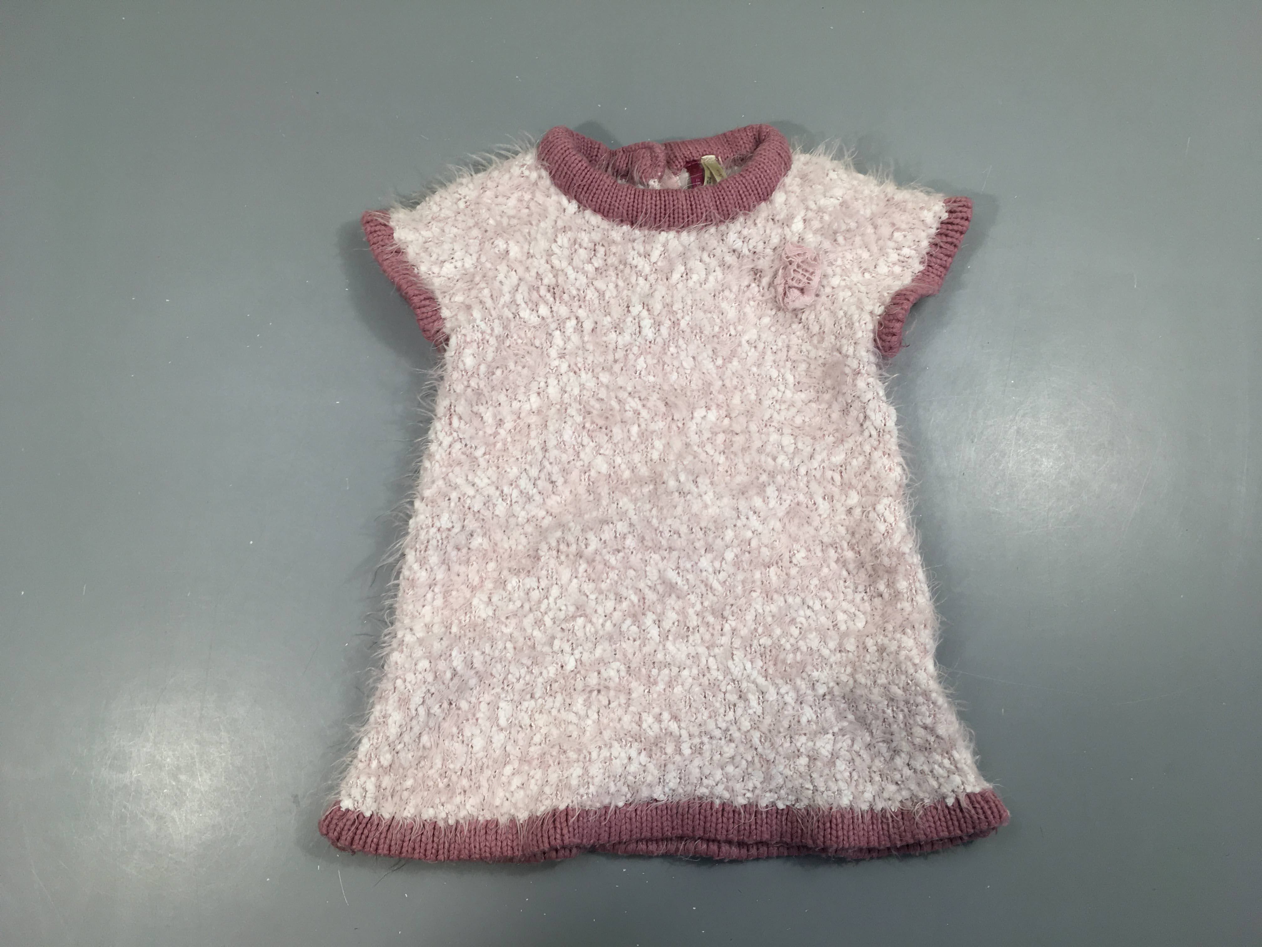 Robe m.c duveteuse blanc/rose