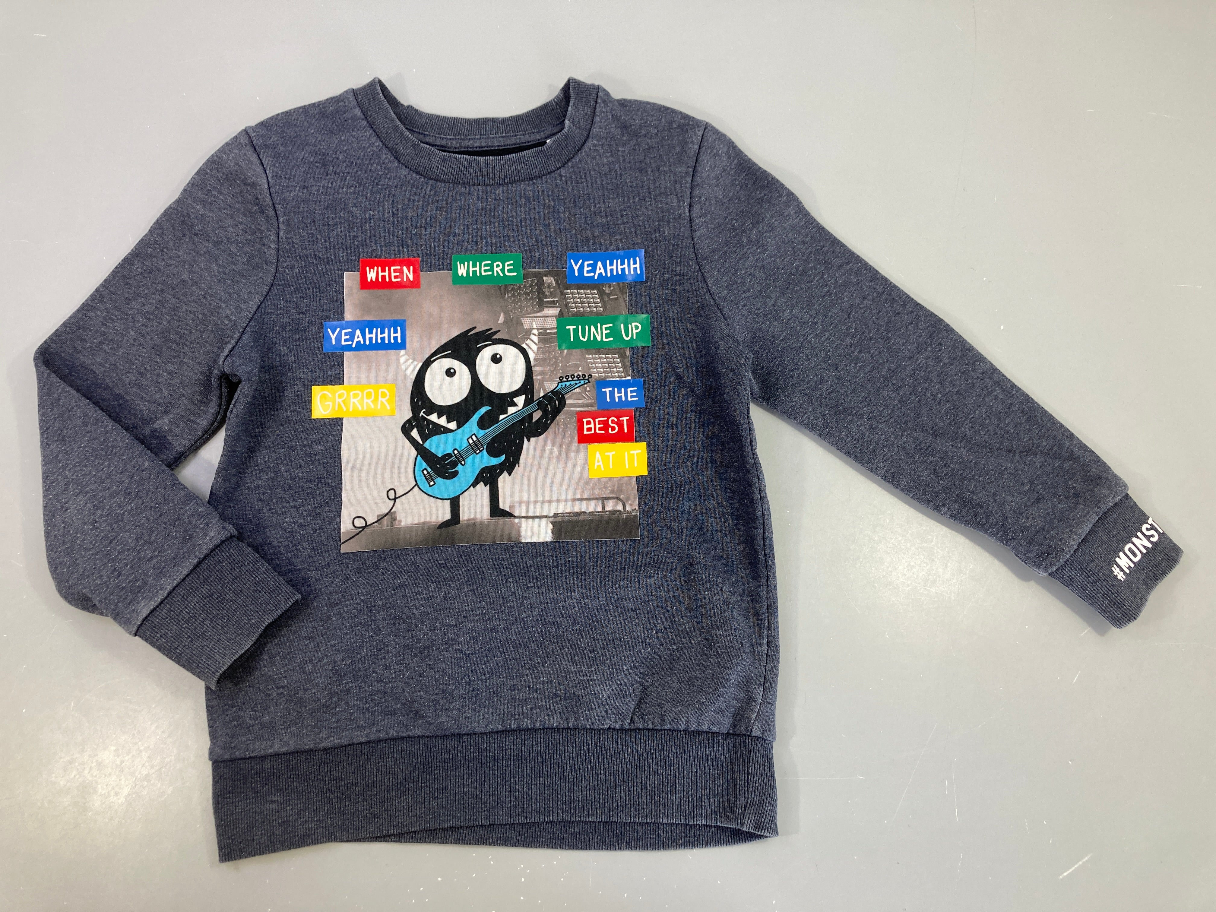 Sweat gris chiné poux guitariste Bouloché bas