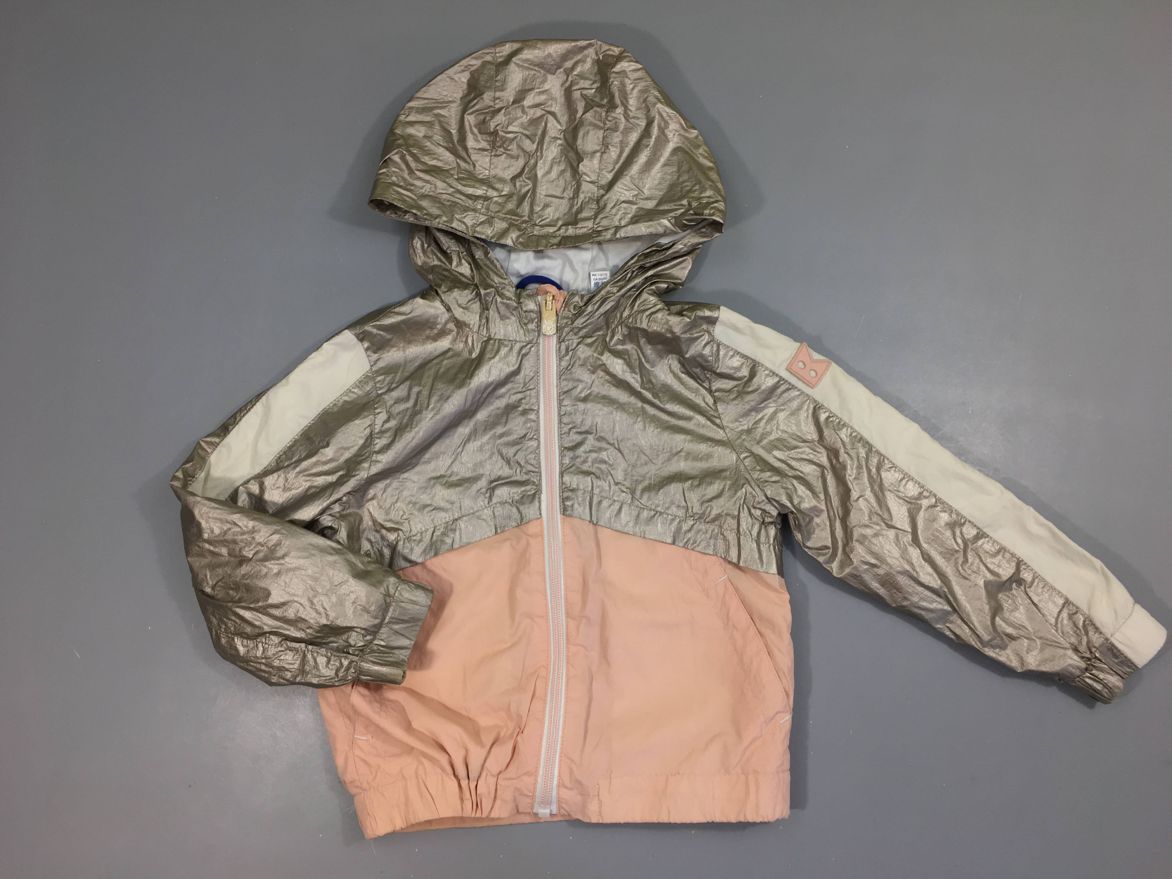 Veste légère zippée rose pâle/argenté à capuche