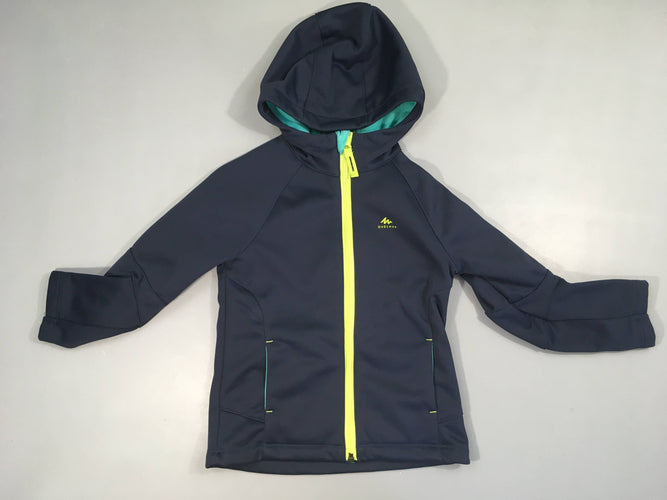 Veste softshell zippée bleu foncé à capuche quechua, moins cher chez Petit Kiwi