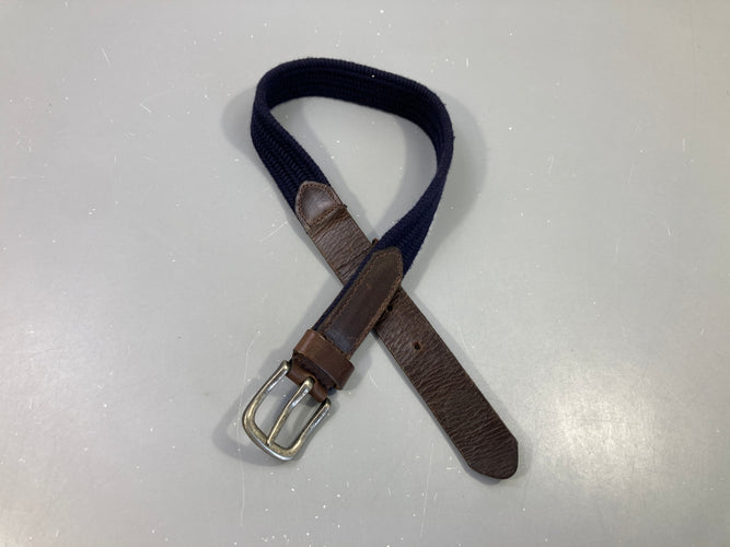 Ceinture tressée élastique bleu et cuir marron 65cm RW.CO, moins cher chez Petit Kiwi