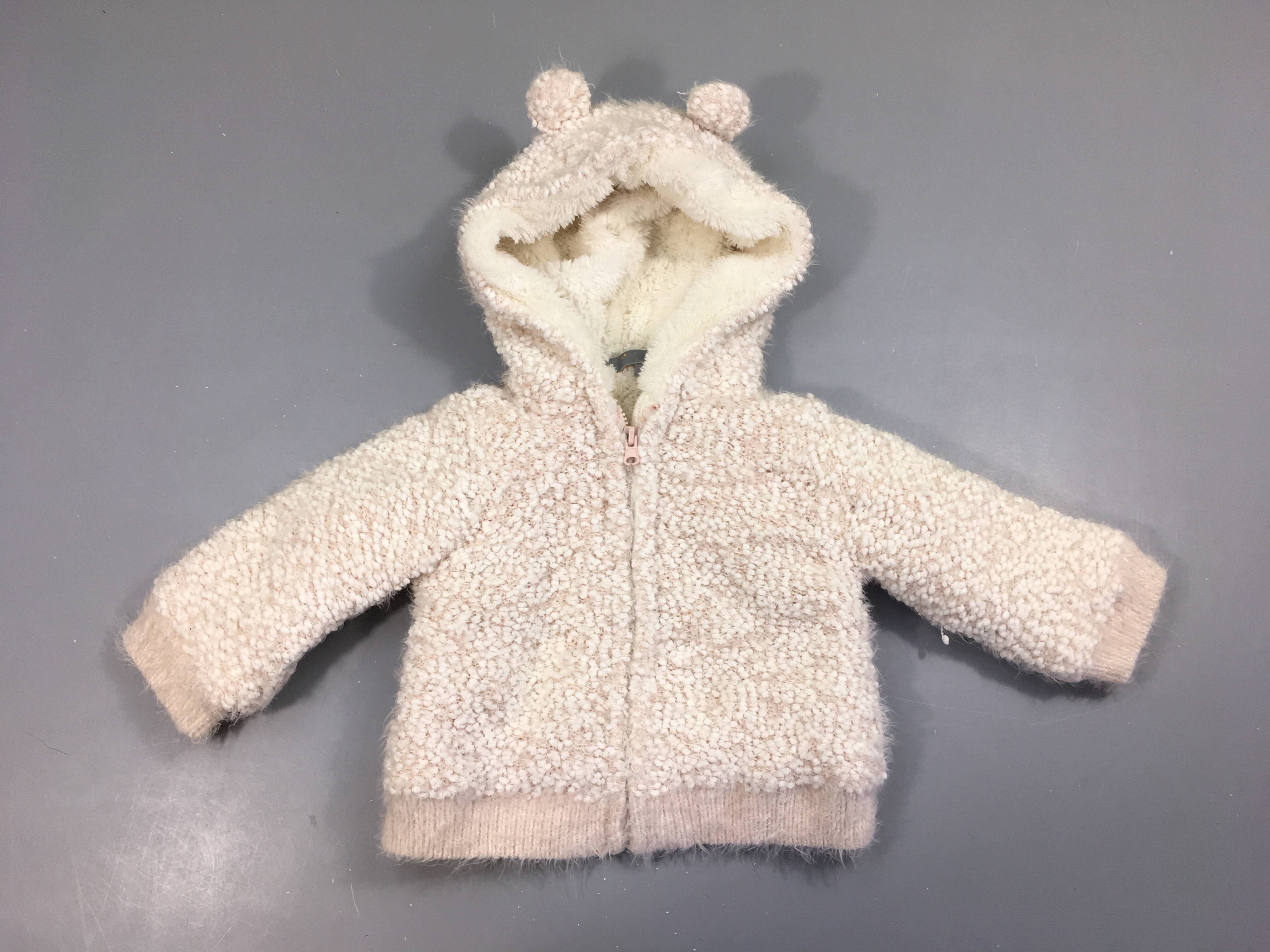 Gilet-veste à capuche zippé rose clair doublé velours