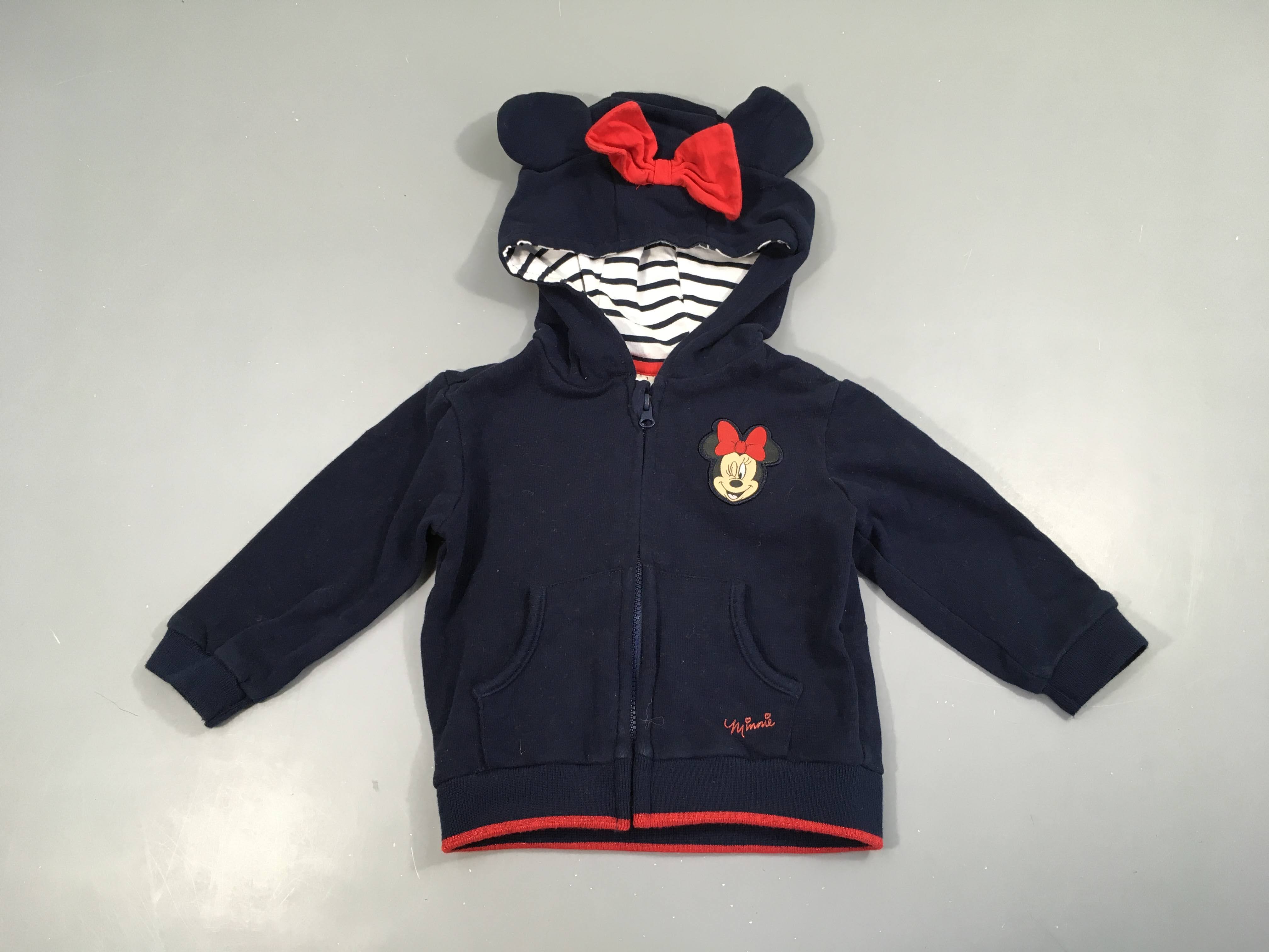 Sweat zippéà capuche bleu marine Minnie
