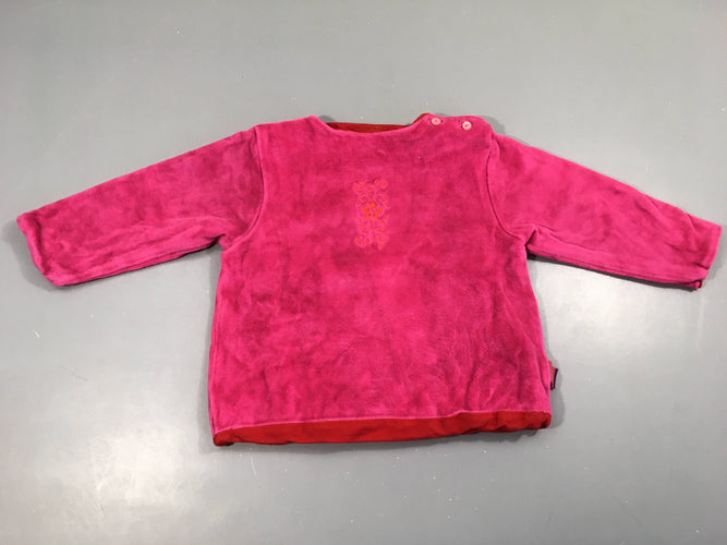 Pull velours rose vif, doublure boulochée, moins cher chez Petit Kiwi