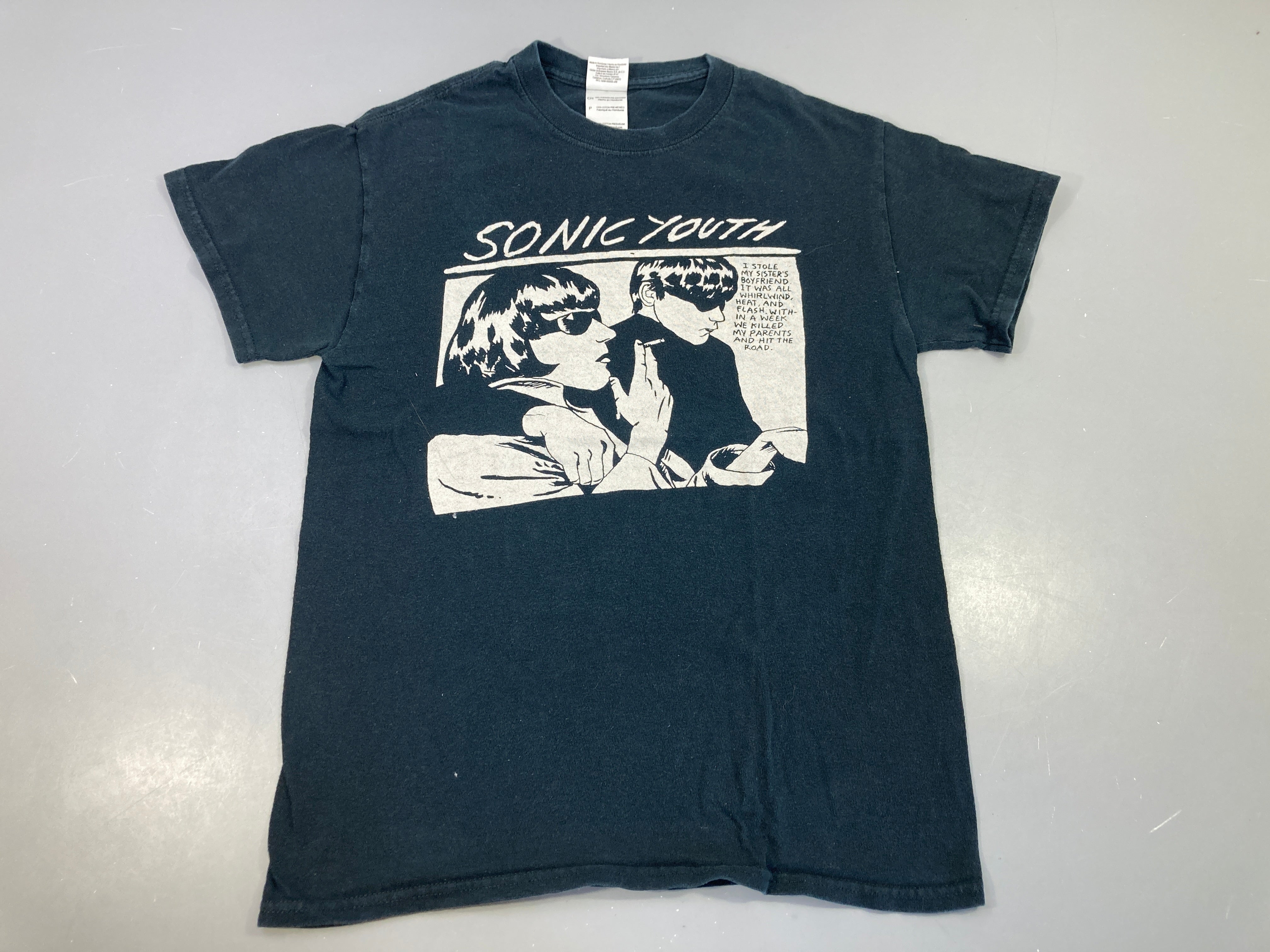 T-shirt m.c noir Sonic Youth bouloché