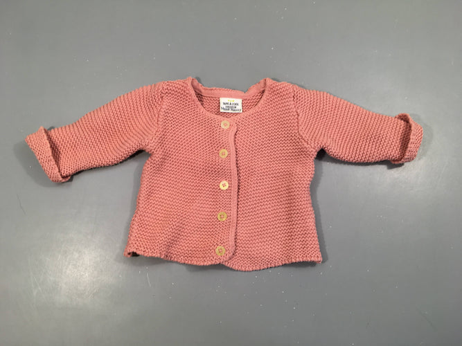 Gilet mailles rose, moins cher chez Petit Kiwi