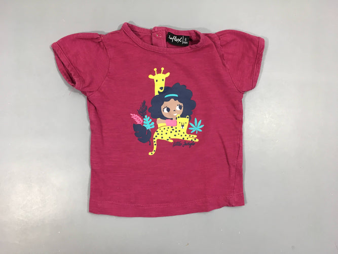 T-shirt m.c mauve flammé léopard, moins cher chez Petit Kiwi