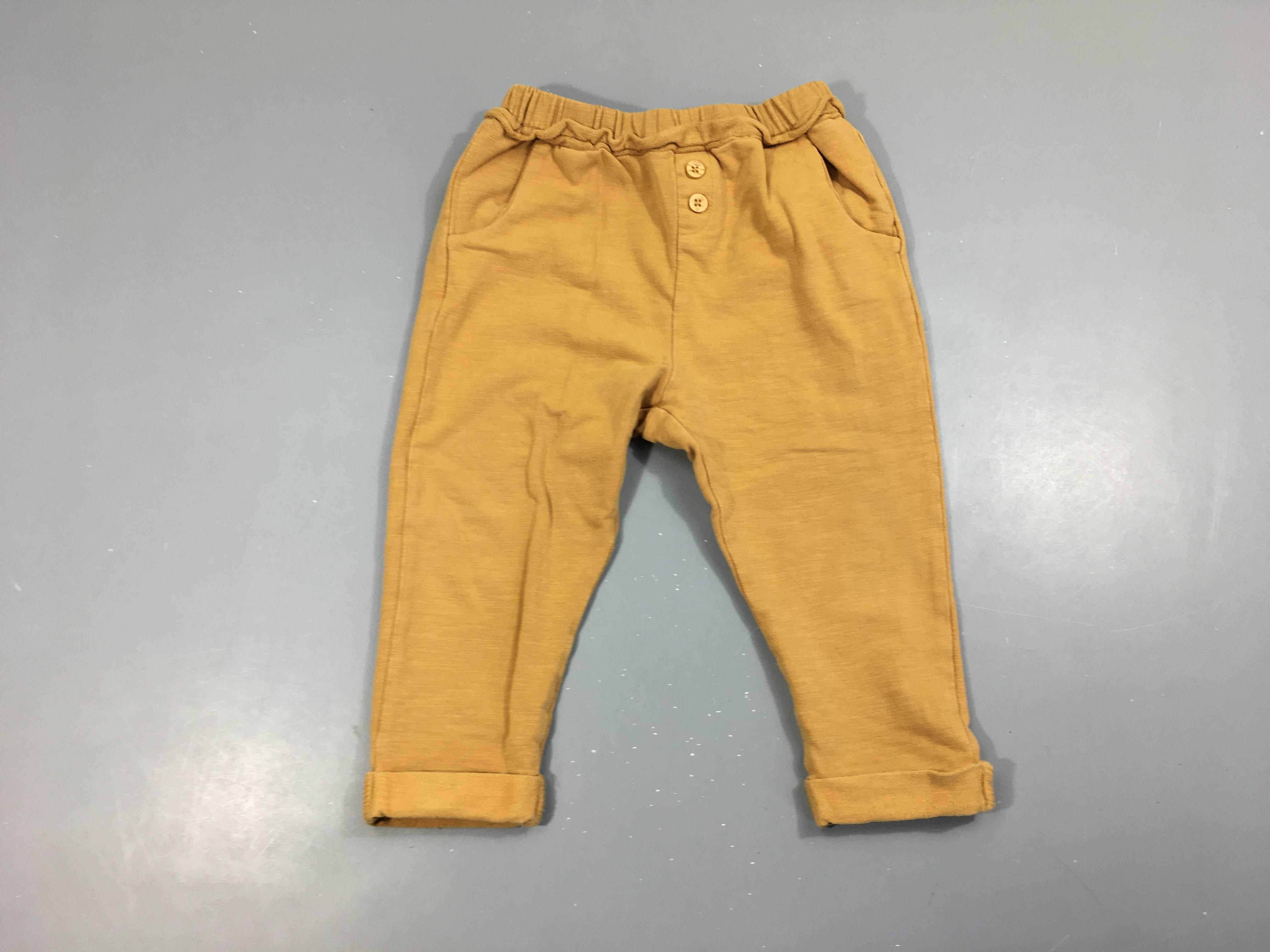 Pantalon molleton moutarde flammé