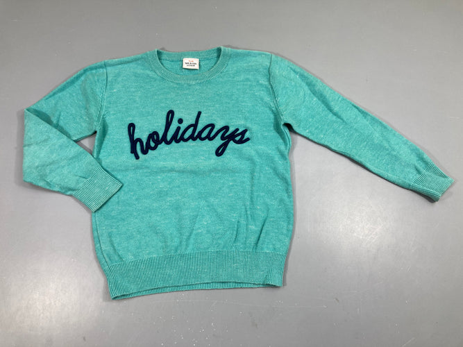 Pull turquoise Holiday Légèrement bouloché, moins cher chez Petit Kiwi