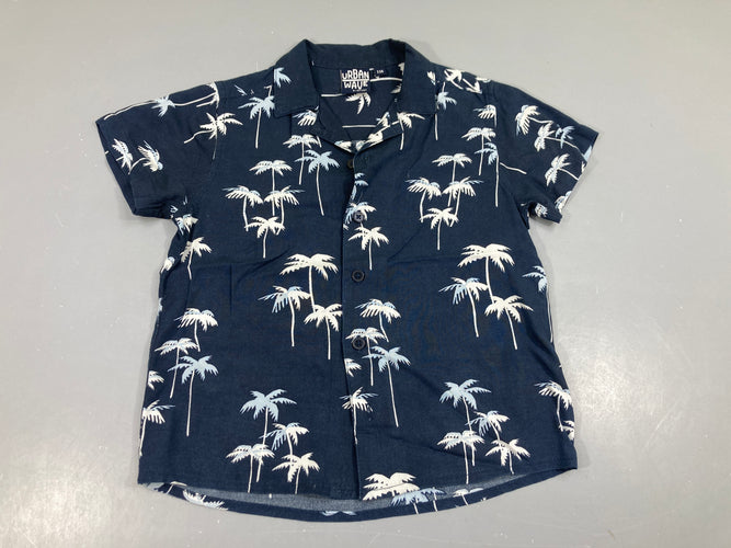 Chemise m.c bleu foncé palmiers, moins cher chez Petit Kiwi