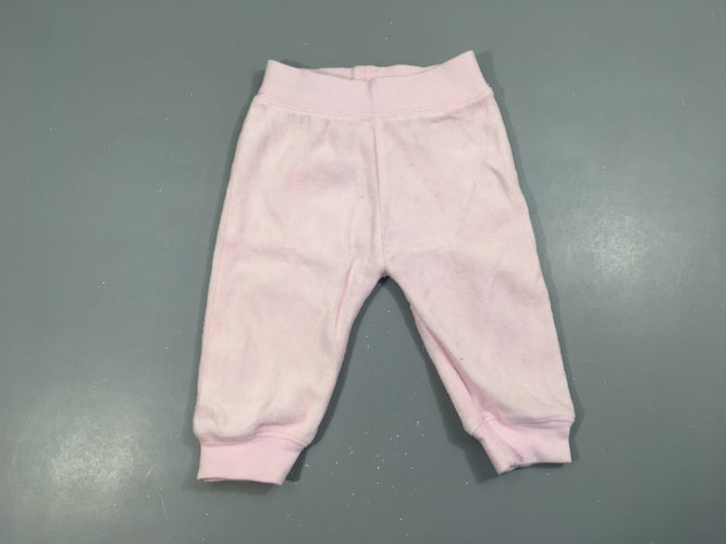 Pantalon jersey ouatiné rose à revers,  un peu bouloché, moins cher chez Petit Kiwi