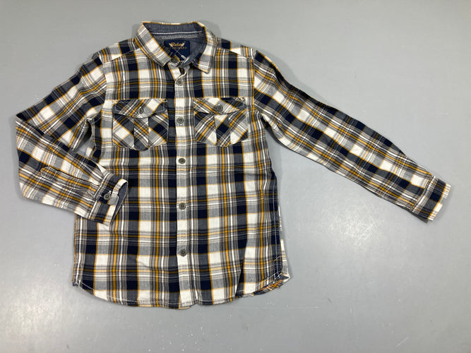 Chemise m.l à carreaux bleu-gris-jaune, moins cher chez Petit Kiwi