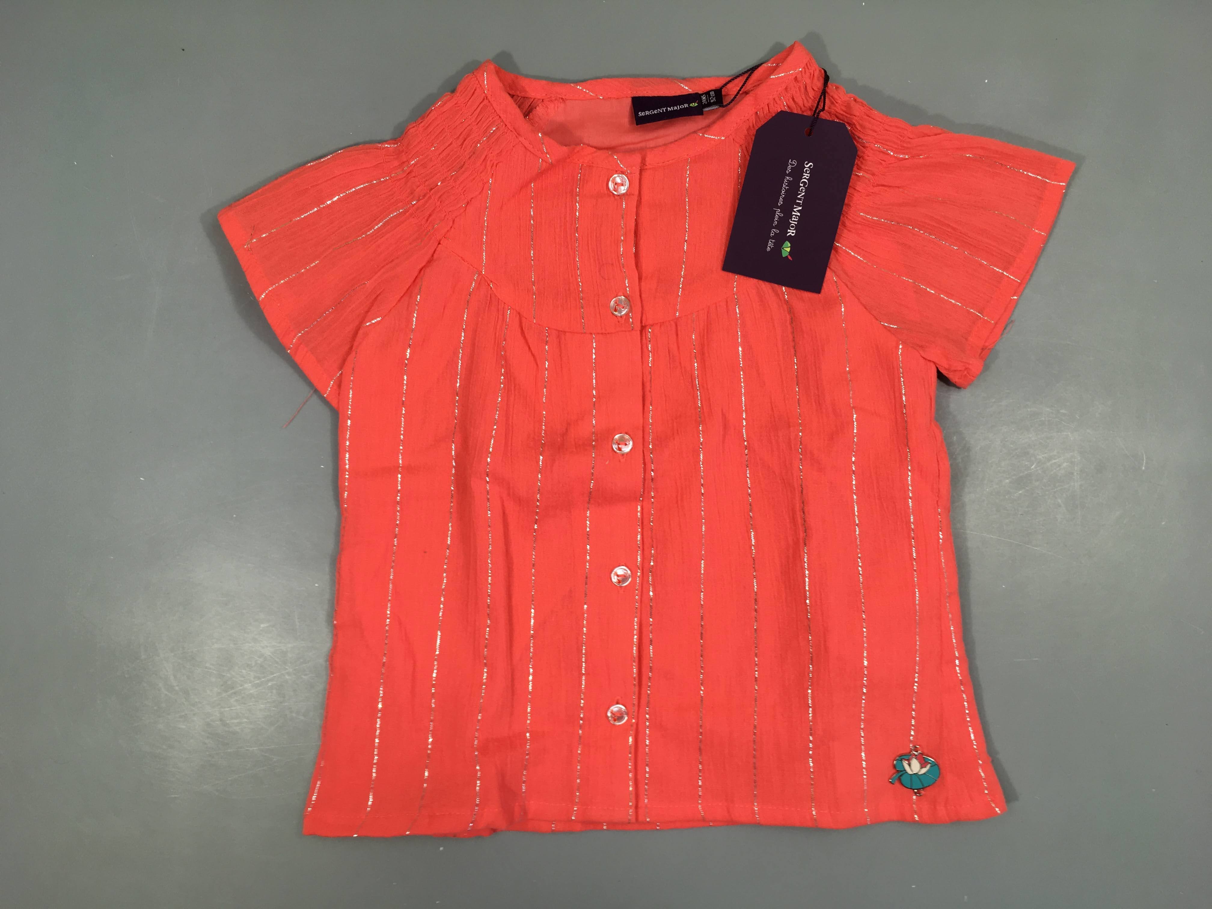 NEUF Blouse corail fil argenté