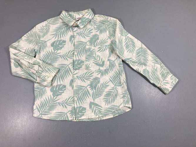 Chemise m.l légère écru feuille menthe Tache bas manche, moins cher chez Petit Kiwi