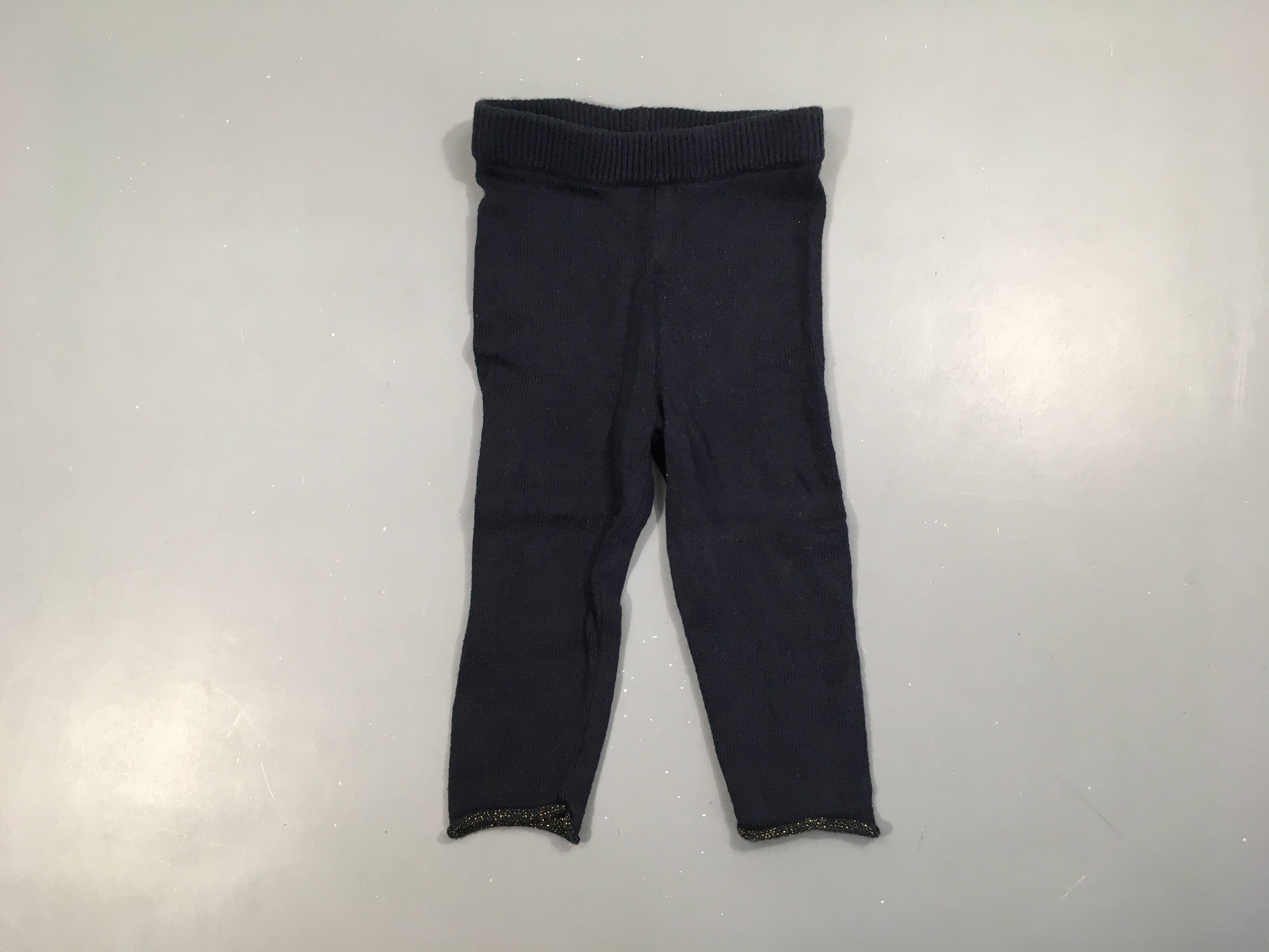 Pantalon mailles bleu marine liseret irisé