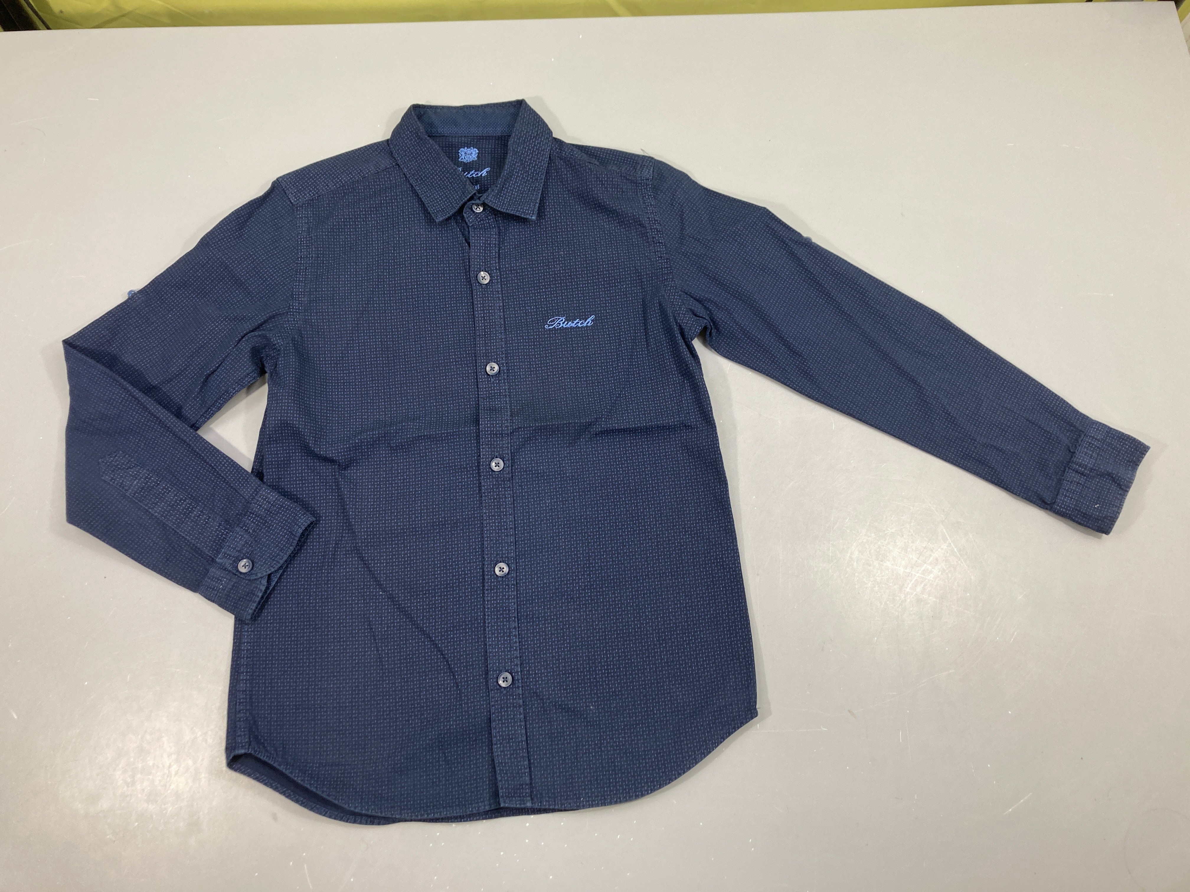 Chemise m.l bleu foncé motifs minis traits Butch