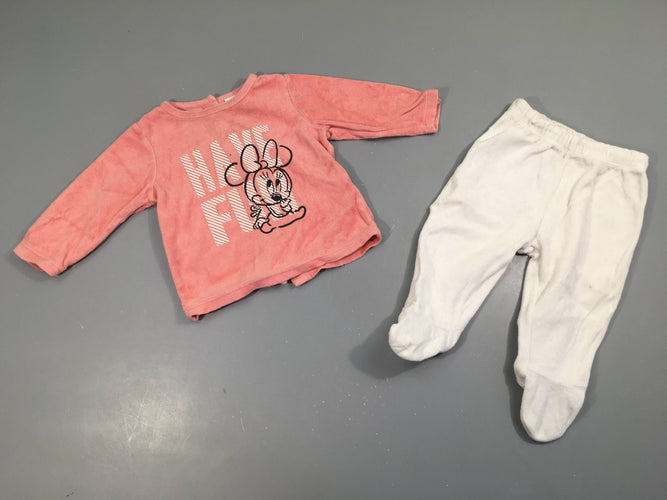 Pyjama velours 2pcs rose Minnie, moins cher chez Petit Kiwi