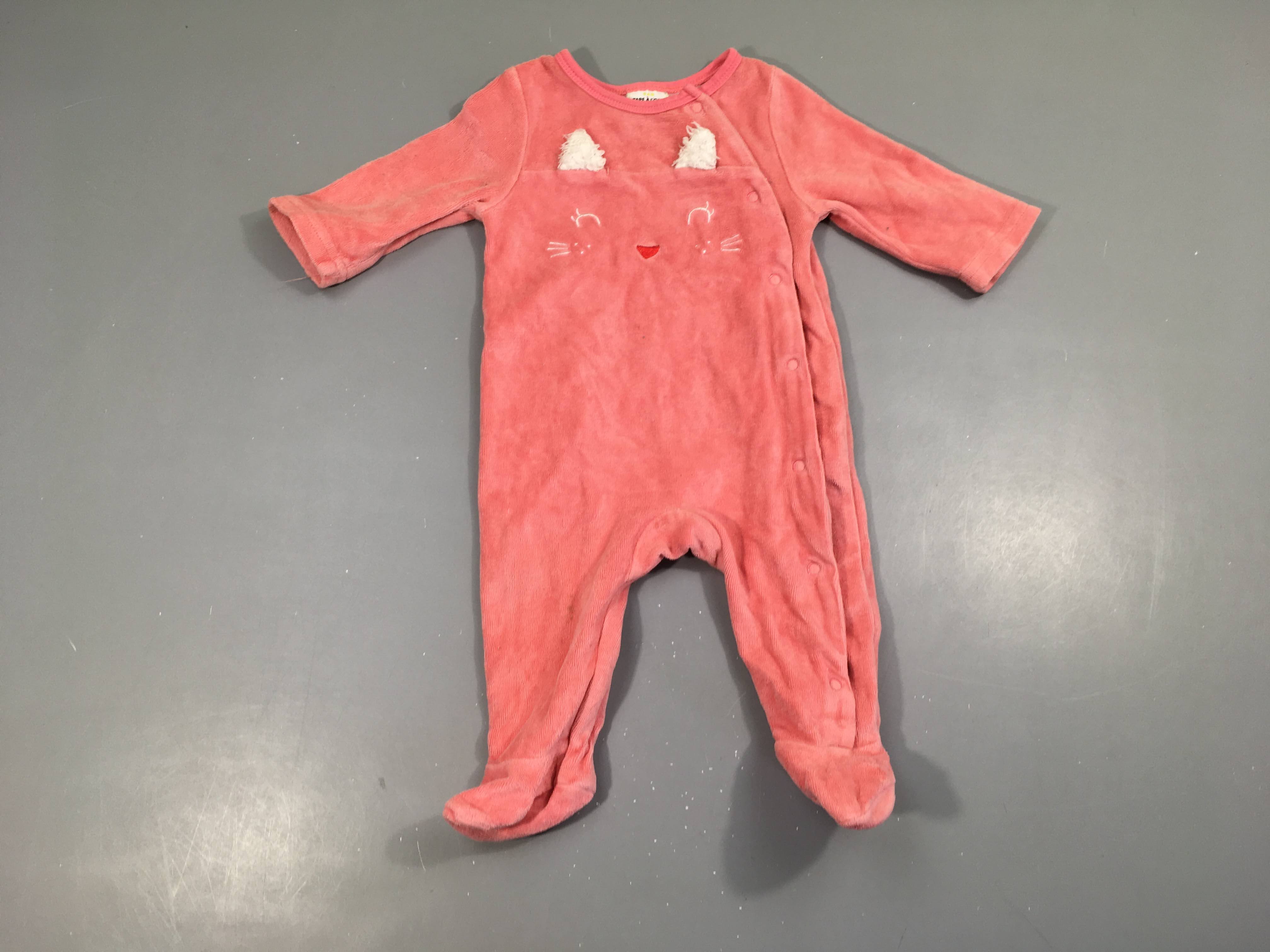 Pyjama velours rose chat