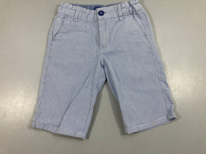 Bermuda slim chino ligné blanc-bleu-Légèrement souillé poches arrières, moins cher chez Petit Kiwi