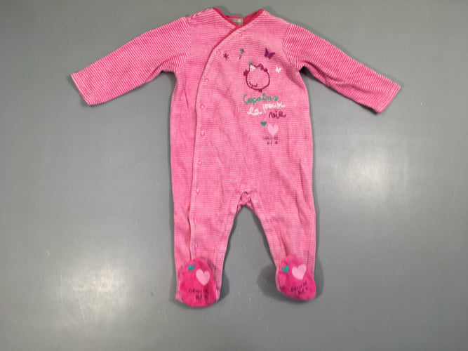 Pyjama velours rose rayé blanc copains, moins cher chez Petit Kiwi