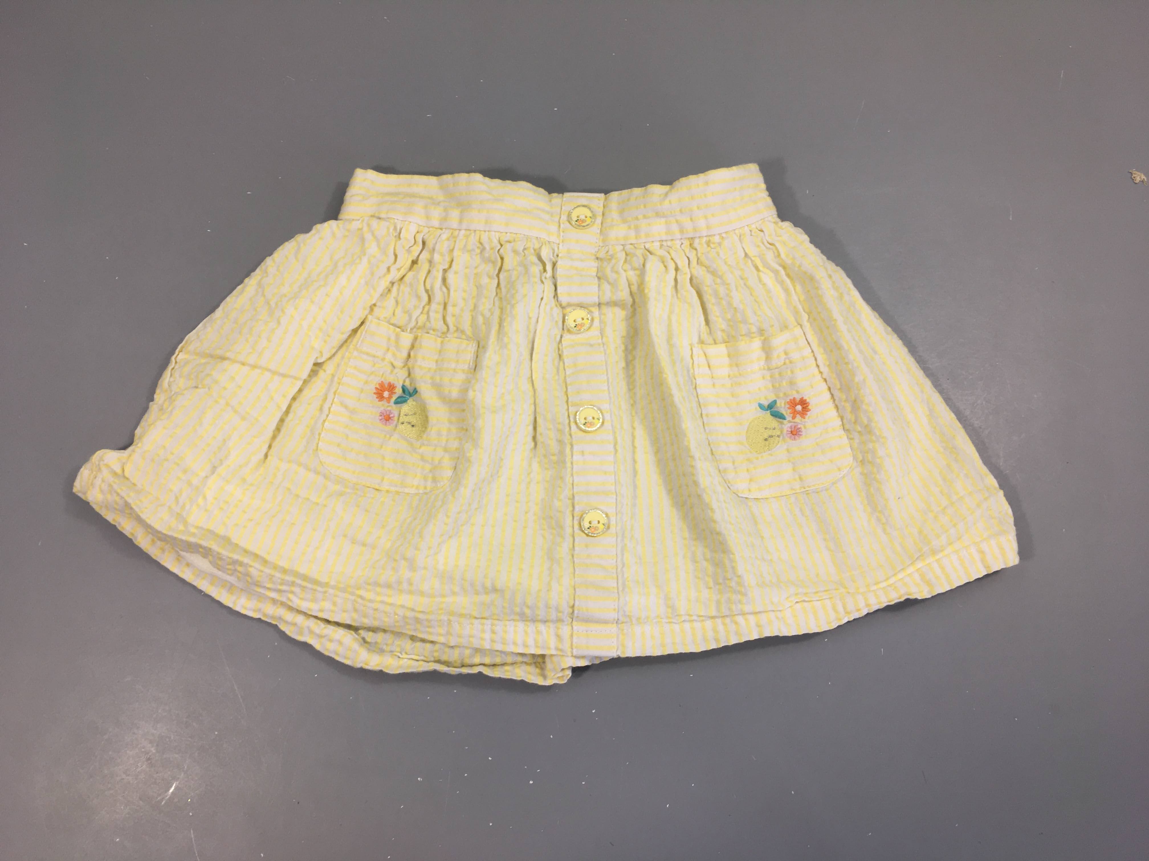 Jupe blanche rayé jaune citrons